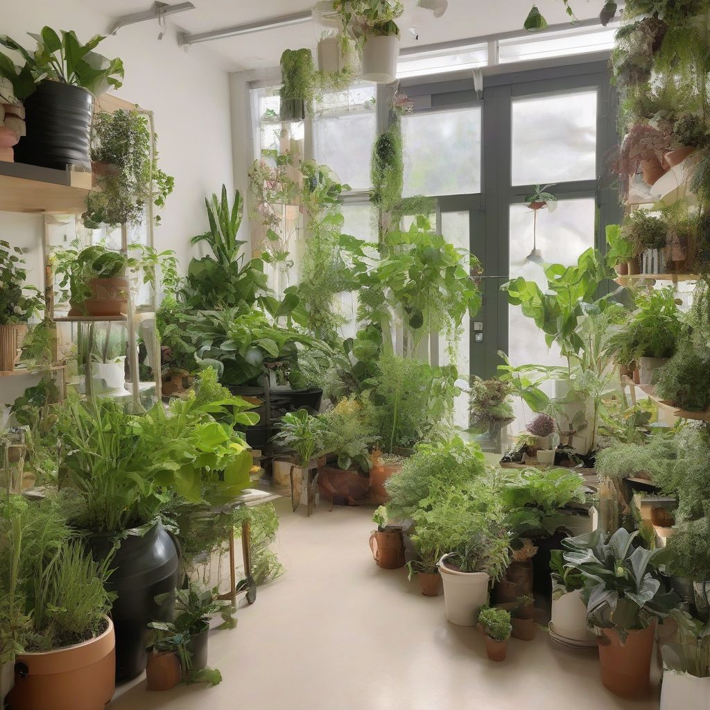 Indoor Garden with a Variety of Plants