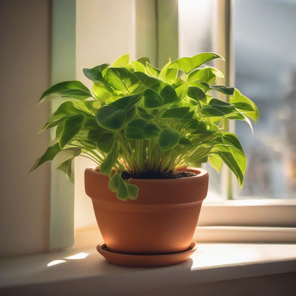 Indoor Plant Thriving Under Sunlight