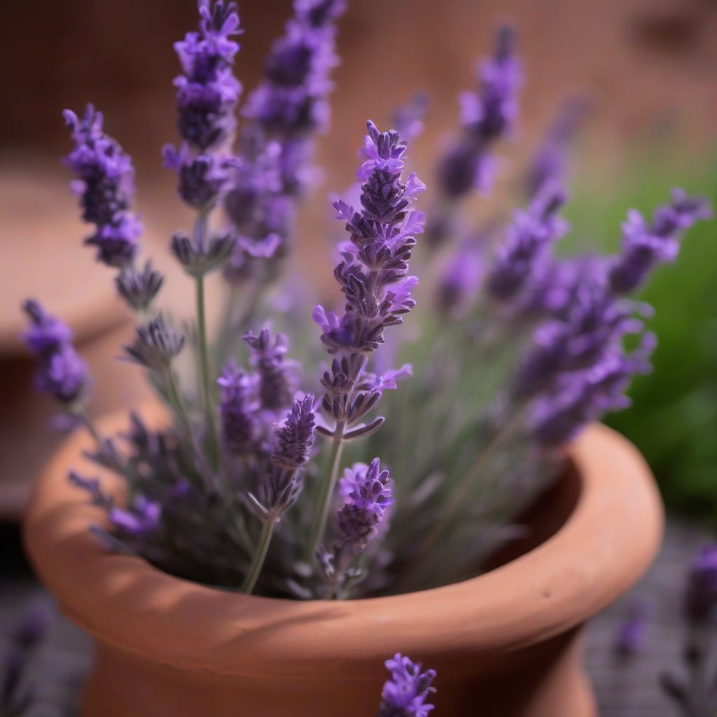 Lavender Plant in a Terracotta Pot