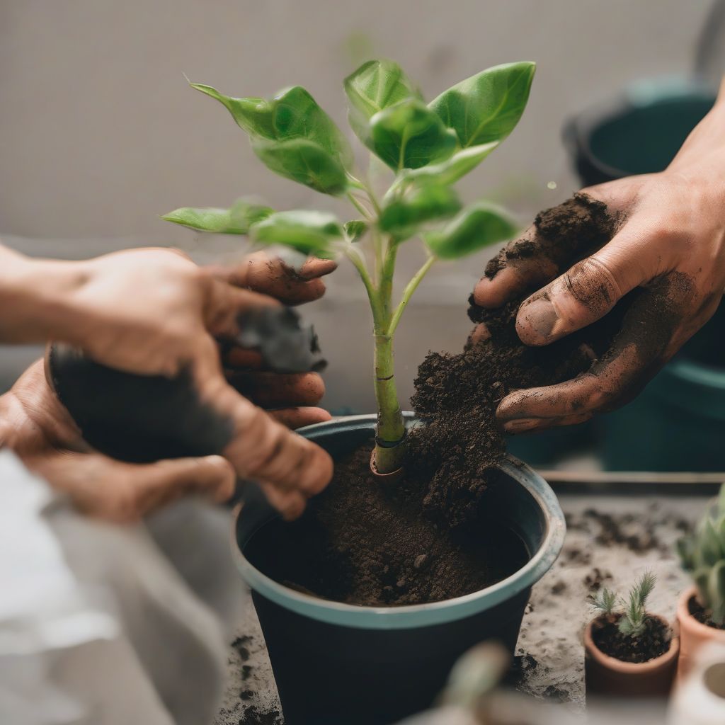 Repotting a plant