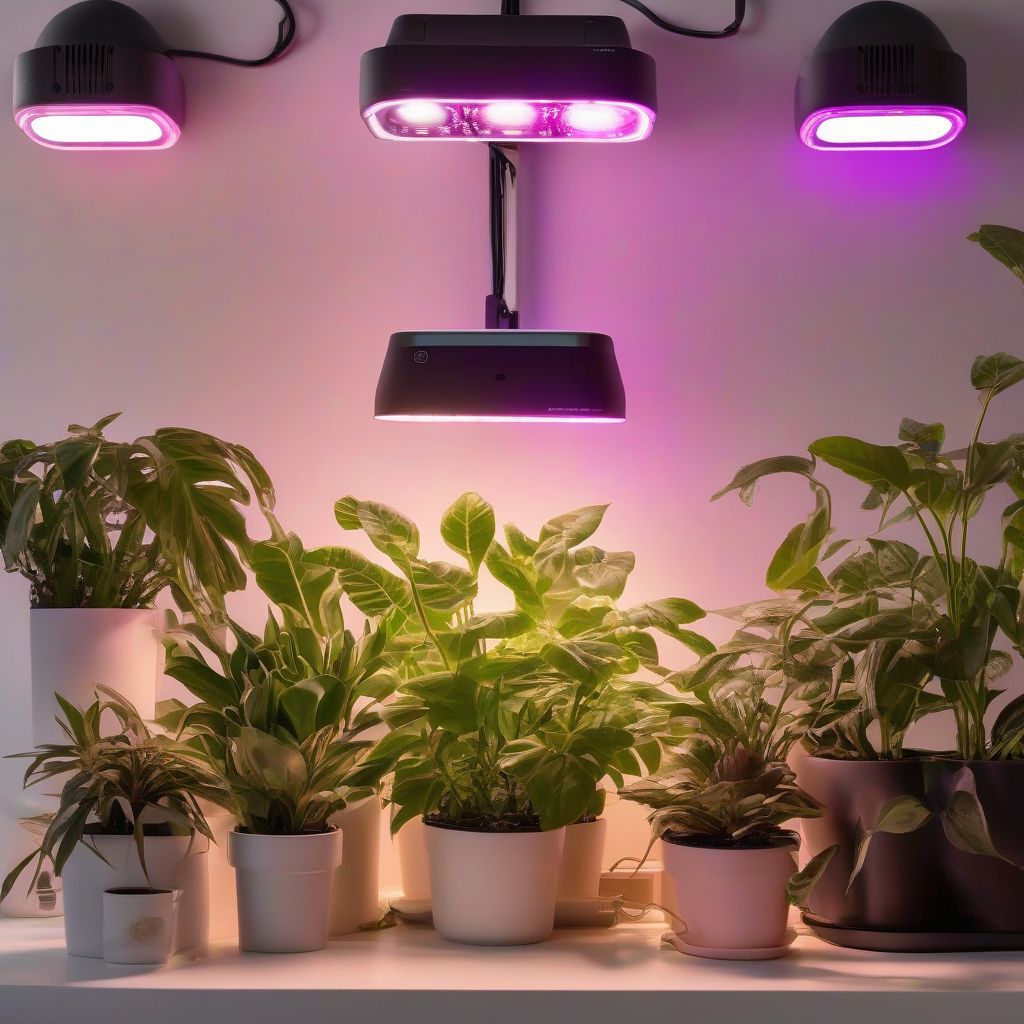 Smart Grow Lights Illuminating Indoor Plants