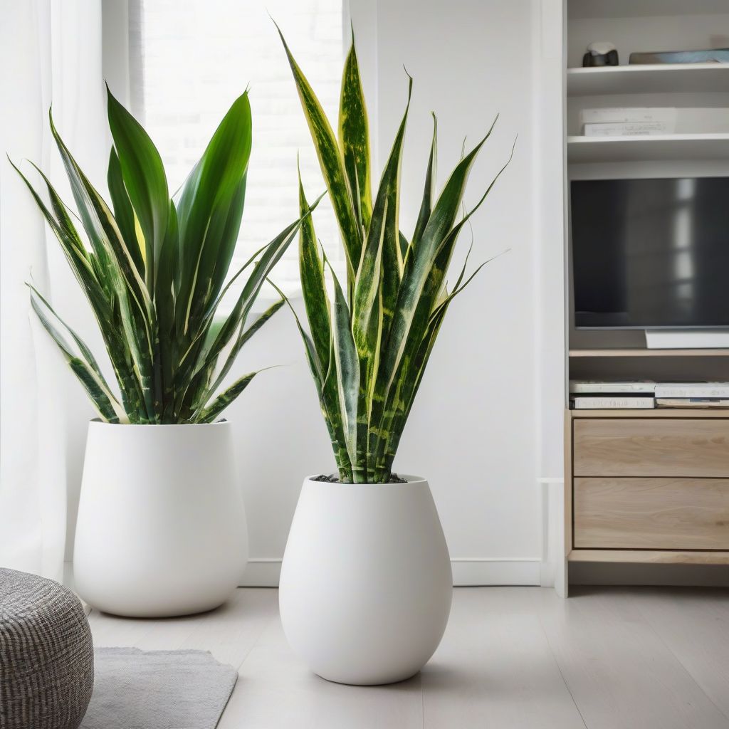 Modern Living Room With a Snake Plant