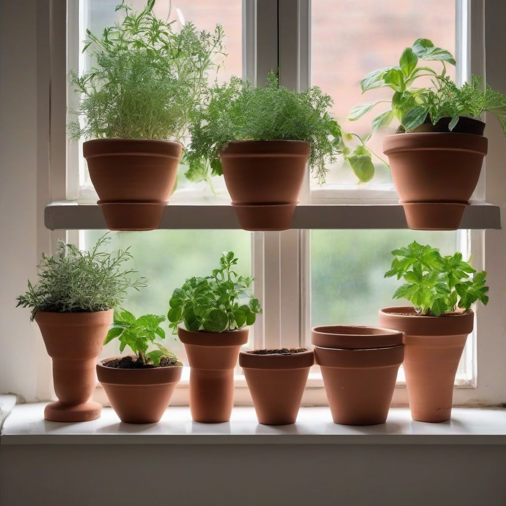 Terracotta Pots with Herbs